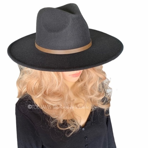 HAT Black Panama Hat Removable Band Cowboy Fedora Hat Sophisticated Bohemian Hat - Picture 3 of 4